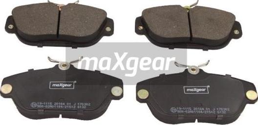 Maxgear 19-1115 - Bremžu uzliku kompl., Disku bremzes www.autospares.lv