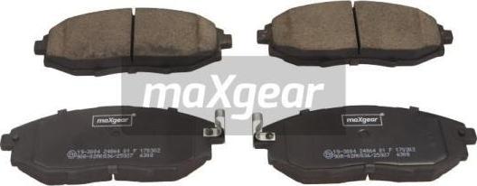 Maxgear 19-3004 - Тормозные колодки, дисковые, комплект www.autospares.lv