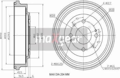 Maxgear 19-3192 - Bremžu trumulis www.autospares.lv