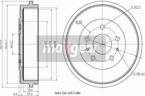 Maxgear 19-3205 - Тормозной барабан www.autospares.lv