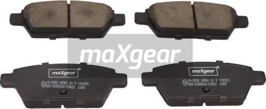 Maxgear 19-2992 - Тормозные колодки, дисковые, комплект www.autospares.lv