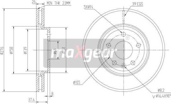 Maxgear 19-2334MAX - Bremžu diski www.autospares.lv