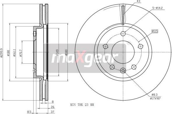 Maxgear 19-2332 - Bremžu diski www.autospares.lv