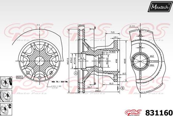 Maxtech 72952015 - Virzulis, Bremžu suports www.autospares.lv