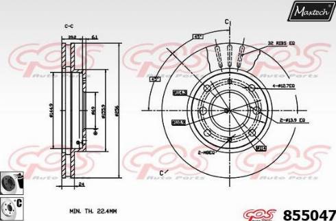 Maxtech 855047.6060 - Тормозной диск www.autospares.lv