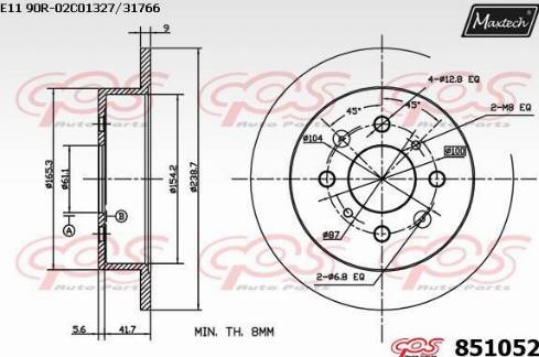 Maxtech 851052.0000 - Bremžu diski www.autospares.lv