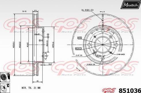 Maxtech 851036.6060 - Bremžu diski www.autospares.lv