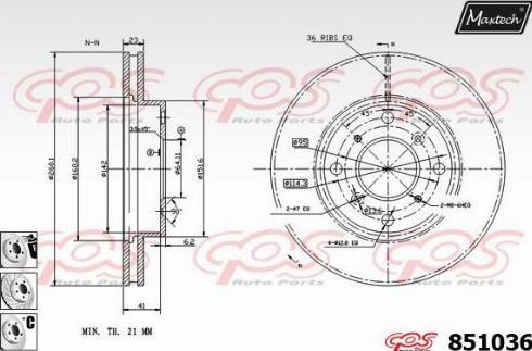 Maxtech 851036.6880 - Bremžu diski www.autospares.lv