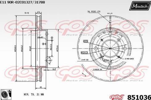 Maxtech 851036.0060 - Bremžu diski www.autospares.lv