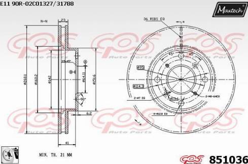 Maxtech 851036.0080 - Bremžu diski www.autospares.lv