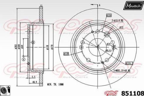 Maxtech 851108.0060 - Bremžu diski autospares.lv