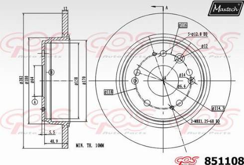 Maxtech 851108.0000 - Bremžu diski autospares.lv