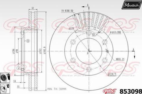 Maxtech 853098.6060 - Bremžu diski autospares.lv