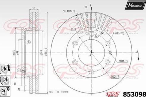 Maxtech 853098.6880 - Bremžu diski autospares.lv