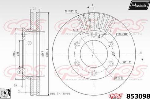 Maxtech 853098.0080 - Bremžu diski autospares.lv