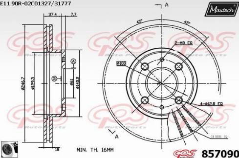 Maxtech 857090.0060 - Bremžu diski www.autospares.lv