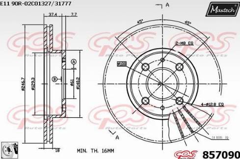 Maxtech 857090.0080 - Bremžu diski www.autospares.lv