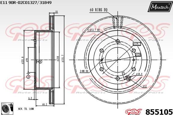 Maxtech 857091 - Bremžu diski autospares.lv