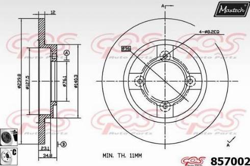 Maxtech 857002.6060 - Тормозной диск www.autospares.lv