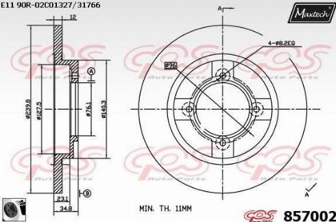 Maxtech 857002.0060 - Тормозной диск www.autospares.lv