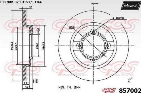 Maxtech 857002.0000 - Тормозной диск www.autospares.lv