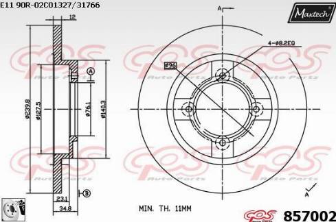 Maxtech 857002.0080 - Тормозной диск www.autospares.lv