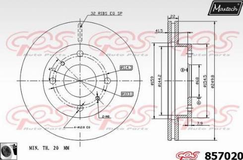 Maxtech 857020.0060 - Bremžu diski www.autospares.lv