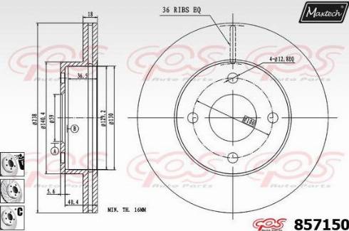 Maxtech 857150.6880 - Bremžu diski autospares.lv