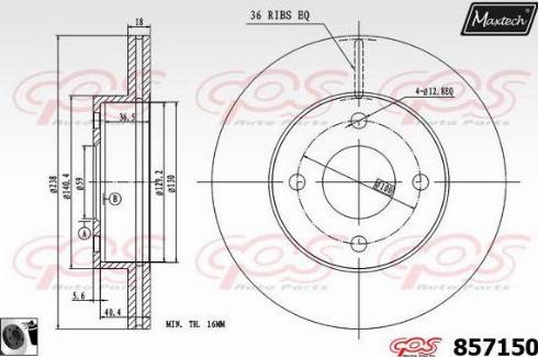 Maxtech 857150.0060 - Bremžu diski autospares.lv