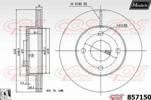 Maxtech 857150.0080 - Bremžu diski autospares.lv