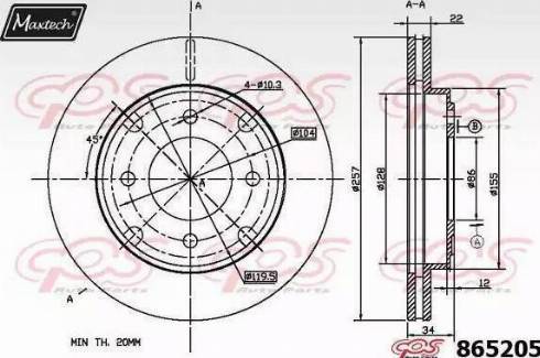 Maxtech 865205.6880 - Bremžu diski www.autospares.lv