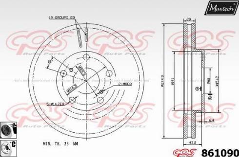 Maxtech 861090.6060 - Тормозной диск www.autospares.lv