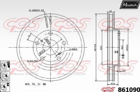 Maxtech 861090.6980 - Тормозной диск www.autospares.lv