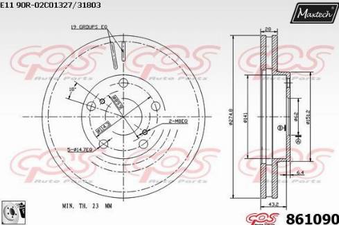 Maxtech 861090.0080 - Тормозной диск www.autospares.lv