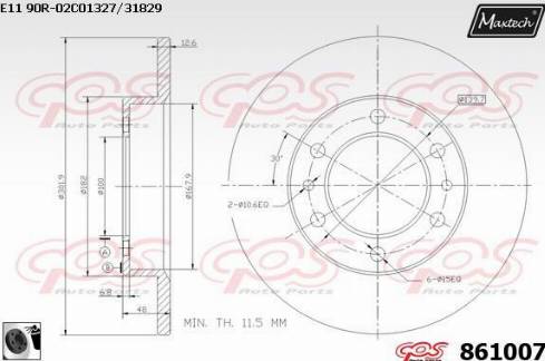 Maxtech 861007.0060 - Bremžu diski www.autospares.lv