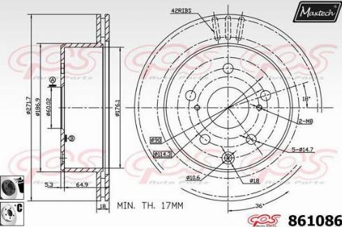 Maxtech 861086.6060 - Bremžu diski www.autospares.lv