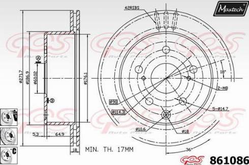 Maxtech 861086.6880 - Bremžu diski www.autospares.lv