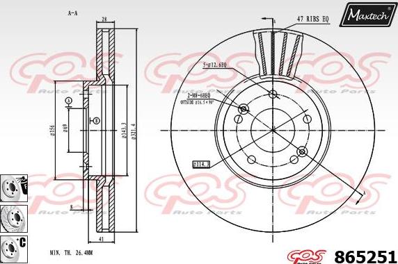 Maxtech 861030 - Bremžu diski www.autospares.lv