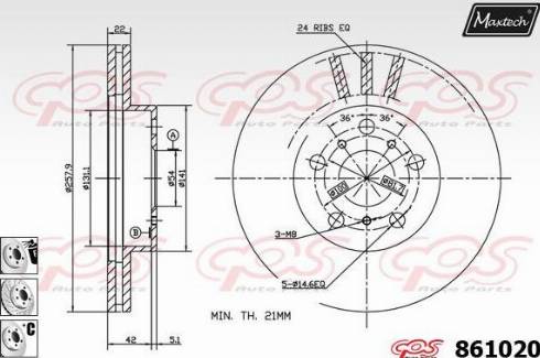 Maxtech 861020.6980 - Bremžu diski www.autospares.lv