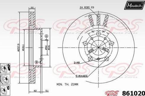 Maxtech 861020.6880 - Bremžu diski www.autospares.lv