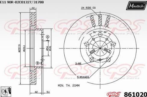 Maxtech 861020.0080 - Bremžu diski www.autospares.lv