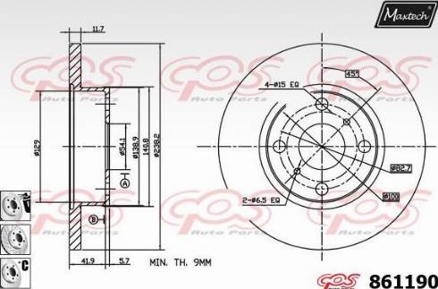 Maxtech 861190.6880 - Bremžu diski www.autospares.lv