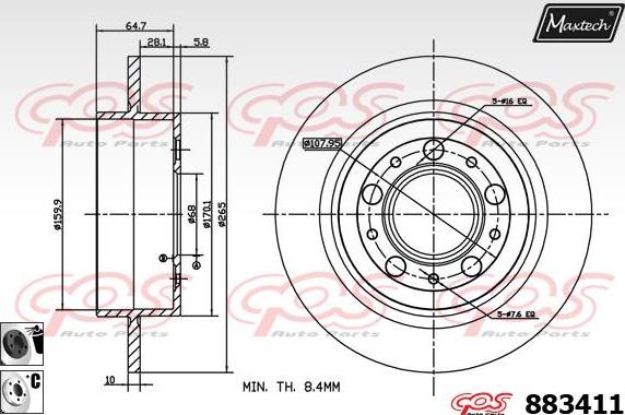 Maxtech 861290 - Bremžu diski www.autospares.lv