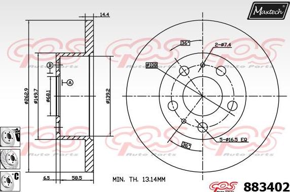 Maxtech 875311 - Bremžu diski www.autospares.lv