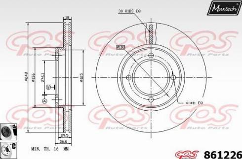 Maxtech 861226.6060 - Bremžu diski www.autospares.lv