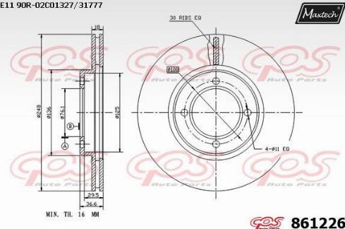 Maxtech 861226.0000 - Bremžu diski www.autospares.lv