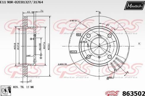 Maxtech 863502.0080 - Bremžu diski www.autospares.lv