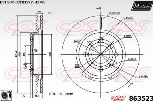 Maxtech 863523.0060 - Bremžu diski autospares.lv