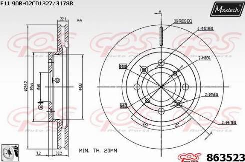 Maxtech 863523.0080 - Bremžu diski autospares.lv