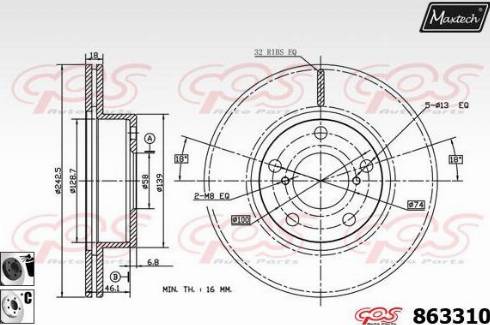 Maxtech 863310.6060 - Brake Disc www.autospares.lv